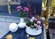 Keramická hřbitovní lampa - lucerna - bílé teraso