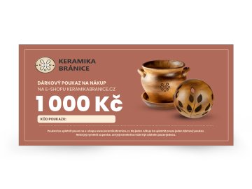 Dárkový poukaz na nákup keramiky 1000 Kč